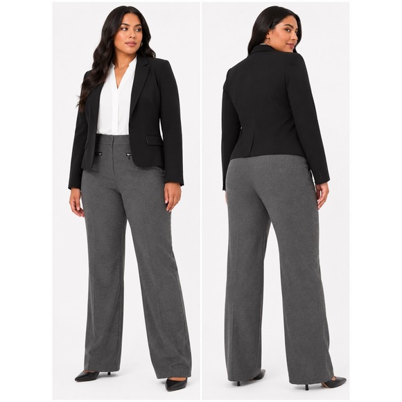 Apostrophe Pants - Apostrophe Dress Pants Women 16 Grey Stretch Wide Leg Professional Officecore